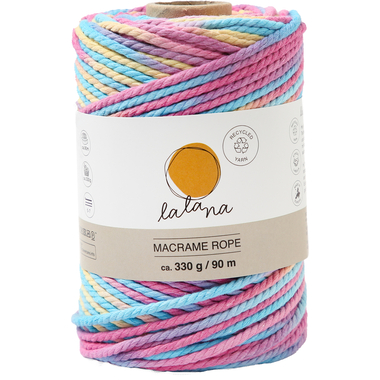 I AM CREATIVE Macrame Rope 6204.97 Rainbow 1, 3mm, 330g