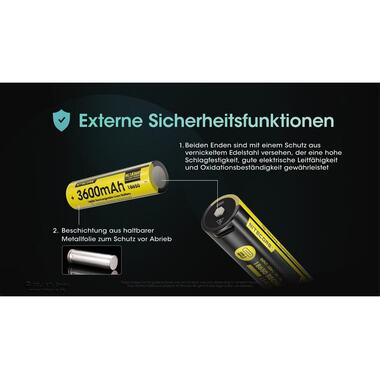 Nitecore Batterie NL1836R Li-Ion Typ 18650 avec USB-C 3600 mAh, 1 Pièce/s