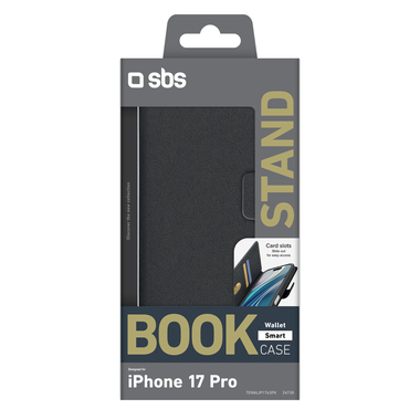 Black book-style cover for iPhone 17 Pro | SBS