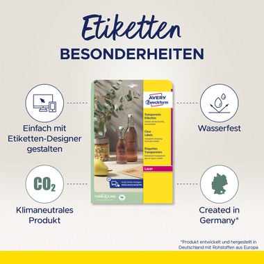 AVERY ZWECKFORM Etiketten A4 L7780-25 transparent 600 Stück