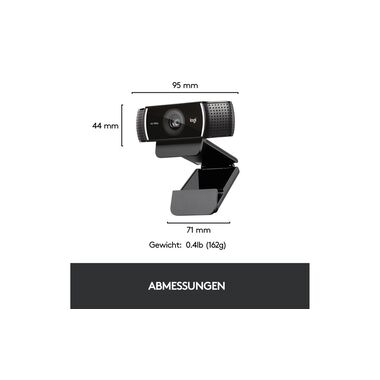 Logitech Webcam C922 Pro Stream, with tripod, Full HD 1080p, USB