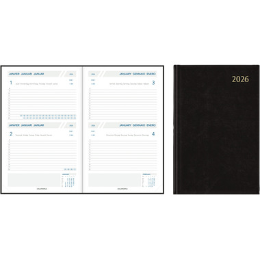 AURORA Agenda Balacron Folio 2026 FA111Z 2T/1S schwarz ML 14x21cm