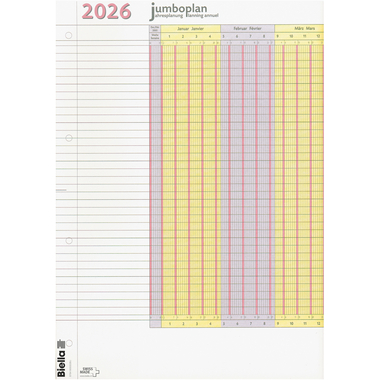 BIELLA Wandplaner Jumbo 2 Stk. 2026 876418000026 1J/1S weiss 64.5x29.7cm