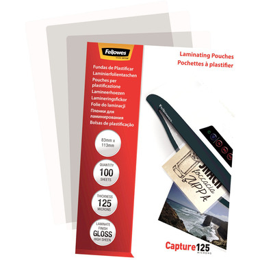 FELLOWES Pochette plast.125mic 83x113mm 5307101 glossy 100 pcs.