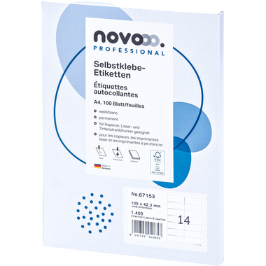 NOVOOO Etiquette 105x42.3 mm 67153 blanc 1400 pièces