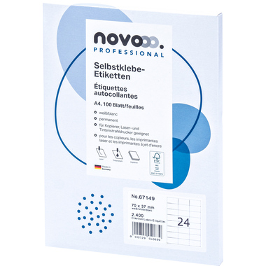 NOVOOO Etiketten 70x37mm 67149 weiss 2400 Stück