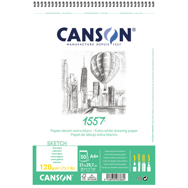 CANSON Skizzenpapier A4 31412A001 120g, weiss 50 Blatt