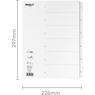 BIELLA Registro carton SmartIndex A4 46940601U bianco 1-6