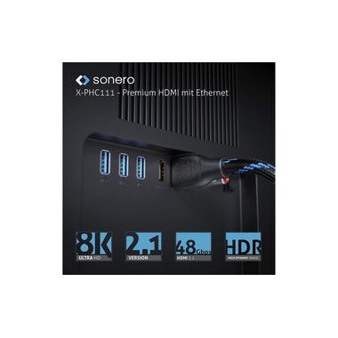 sonero Kabel Ultra High Speed HDMI 2.1 8K HDMI - HDMI, 2 m
