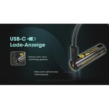 Nitecore Batterie NL1836R Li-Ion Typ 18650 avec USB-C 3600 mAh, 1 Pièce/s