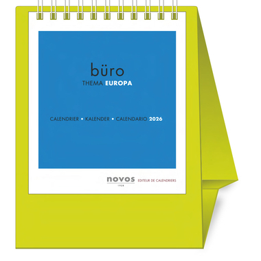 NOVOS Tischkalender Europa 2026 500091 1M/1S hellgrün ML 11.5x14cm