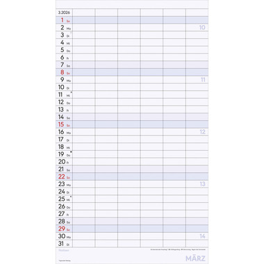 ALPHA EDITION Superplaner XL 2026 160282 1M/1S DE 6 Spalten 26x45cm