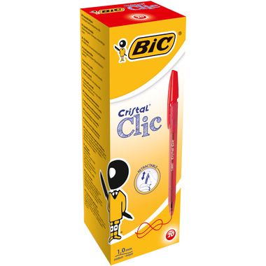 BIC Stylo à bille Cristal Clic 1mm 850734 rouge 20 pcs.