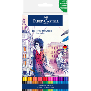 FABER-CASTELL Goldfaber Dual Marker 164618 18 couleurs, Etui