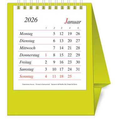 NOVOS Tischkal. Pro Bristol D. 2026 509025 1M/1S hellgrün DE 11.5x14cm