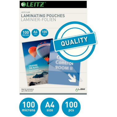 LEITZ Laminiertasche A4 33826 glanz, 100my 100 Stk