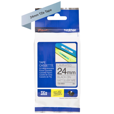 PTOUCH Flexitape lam. noir/argent-mat TZe-M951 pour PT-550 24 mm