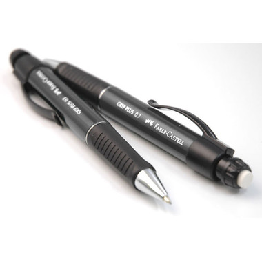 FABER-CASTELL Druckbleistift GRIP PLUS HB 130733 schwarz met., Radierer 0.7mm