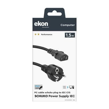 Netzkabel mit Schuko- und IEC-Stecker | Ekon