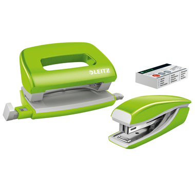 LEITZ Perforateur/Agrafeuse WOW 5561-20-54 vert, Bundle 10 feuilles