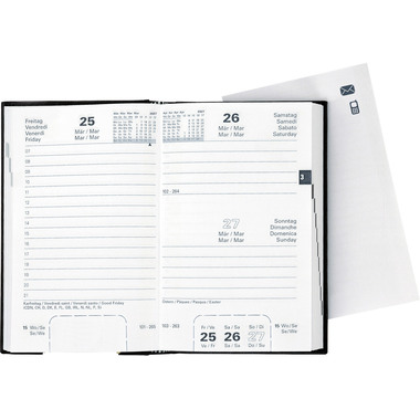 BIELLA Geschäftsagenda Disponent 2027 807401020027U 1T/1S schwarz ML 10.1x16cm