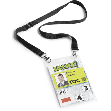 DURABLE Namensschild mit Band A6 852501 transparent/schwarz 10 Stück