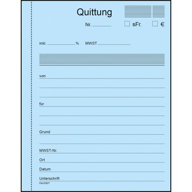 FAVORIT Quittungen D A6 9096 OK blau/weiss 50x2 Blatt