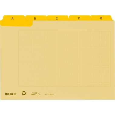 BIELLA Kartei-Leitkarten A-Z A7 21972520U gelb kariert 25-teilig