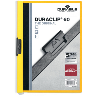 DURABLE Klemmhefter DURACLIP 60 A4 220904 für 60 Blatt A4 gelb