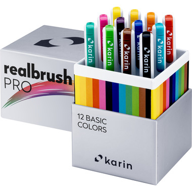 KARIN Real Brush Pen Pro 0.4mm 31C Basic Colours 12 pièces