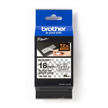PTOUCH Nastro di sicurez. nero/bianco TZe-SE4 per PT-200,300,500 18mm
