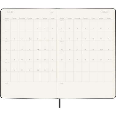 MOLESKINE Wochen-Notizkalender 26/27 DHB18WN3Y27 18M liniert HC schwarz 13x21cm