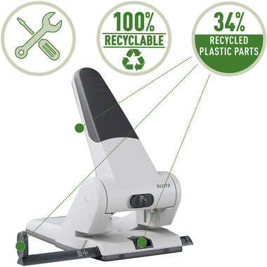LEITZ Registraturlocher 6.3mm 51800084 hellgrau 65 Blatt