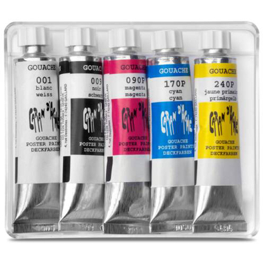 CARAN D'ACHE Couleur opaque Gouache 2003.305 5 tubes étui en carton