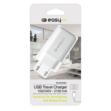 Caricabatteria da viaggio 2100 mAh con porta USB, marchio Easycell