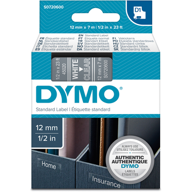 DYMO Schriftband D1 weiss/transp. S0720600 12mm/7m