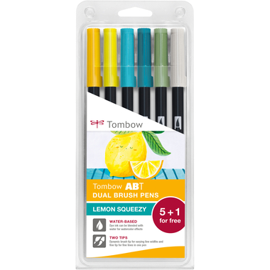 TOMBOW Dual Brush Pen ABT ABT-6PLEMON Lemon Squeezy 6 Stück