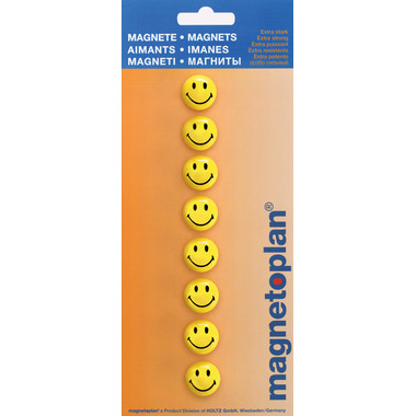 MAGNETOPLAN Aimants Smiley jaune-noir 16671 petit 20mm 8 pcs.