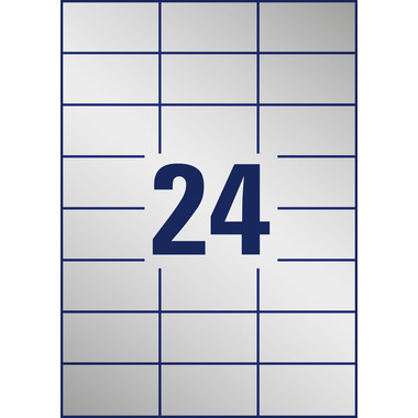 AVERY ZWECKFORM Typenschild Label 70x37mm L613320 silber 480 Stück/20 Blat