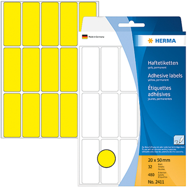 HERMA Etiquettes 20×50mm 2411 jaune 480 pcs.