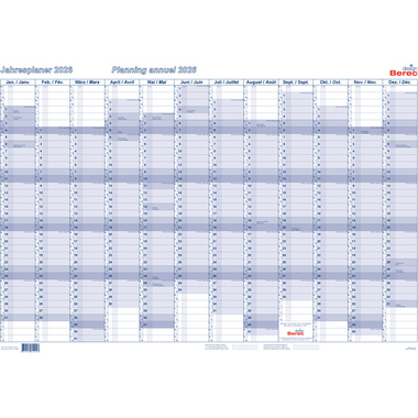 BEREC Plan annuel horizontal 2026 B 5670 TF/26 1A/1P bleu plastifié 60x90cm