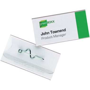 DURABLE Namensschild mit Wellennadel 800619 transp.,PVC, 60x30mm 100 Stk.