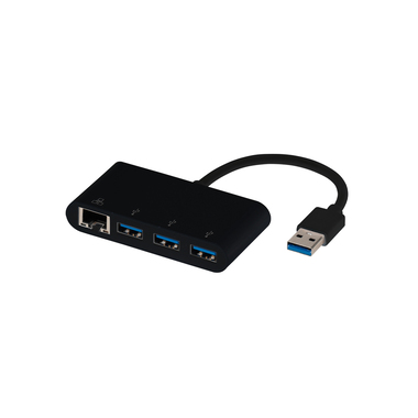 USB-A to 3xUSB-A/Ethernet Adapter, Black | Vivanco