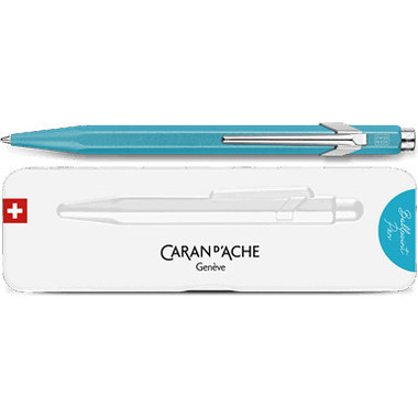 CARAN D'ACHE Stylo à bille 849 Colormat-X 849.681 turquoise bleu, Slimpack
