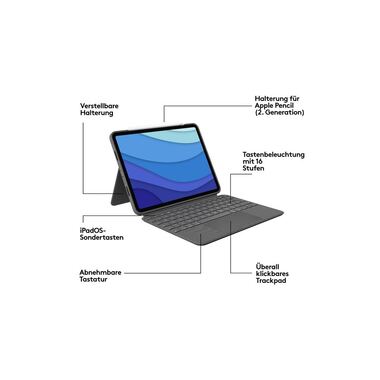 Logitech Tablet Tastiera Cover Combo Touch iPad Pro 11" 1.-4. Gen