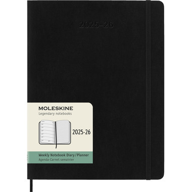 MOLESKINE Wochen-Notizkalender 25/26 DSB18WN4Y26 18M liniert SC schwarz 19x25cm
