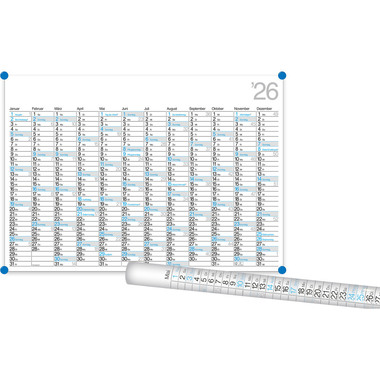 BÜHNER Pianificatore annuale DE 2026 M12-CH-B-FSC 12M 67x47cm