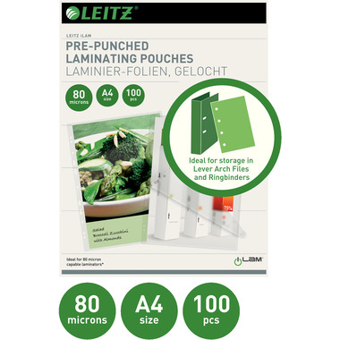 LEITZ Pelicole per laminazione A4 16918 lucido, 80my 100 pezzi