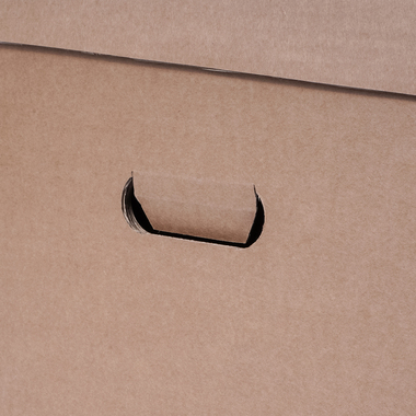 Moving box with grip holes & hinged lid in brown 518x350x295mm