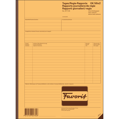 FAVORIT Rapport régie D/F/I A4 9171 OK blanc 50x2 feuilles